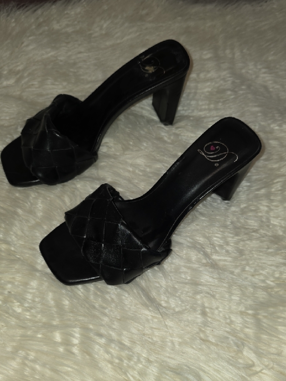 Delicious Black Quilted Slide Heels for Women - Picture 2 of 5